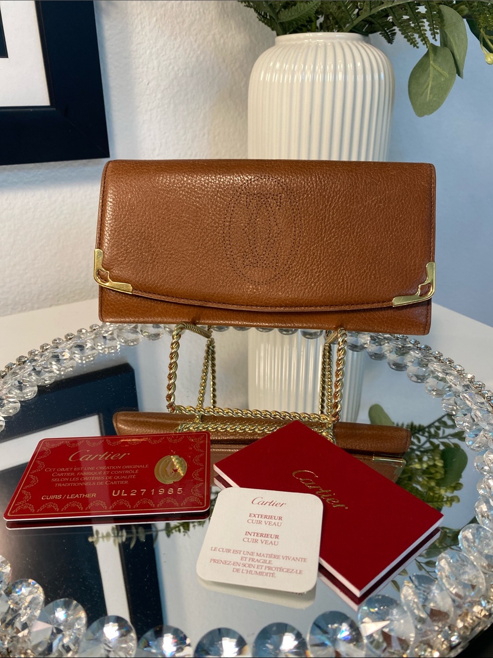 Marcello de Cartier Paris Textured Leather Long Flap Wallet With COA